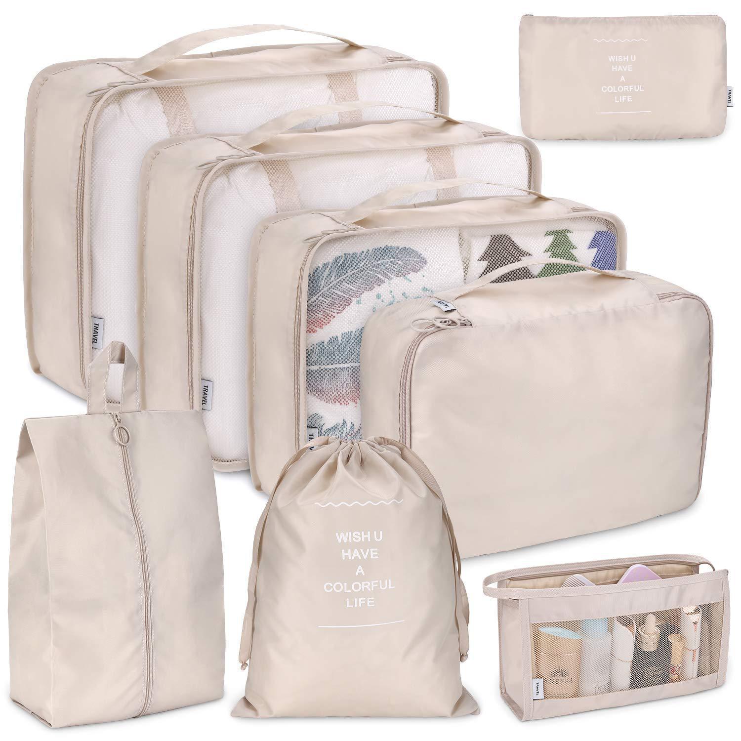 (SG Seller)8 pieces Set Travel Organizer Storage Bags Suitcase Packing Set Storage Cases Portable Luggage Organizer Clothes Shoe Tidy Pouch