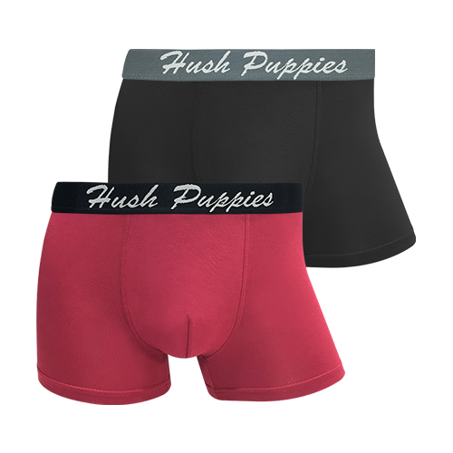 HUSH PUPPIES 2PCS MENS SERIES BAMBOO ELASTANE BOXER BRIEFS #HMX856637 - EVERGREEN